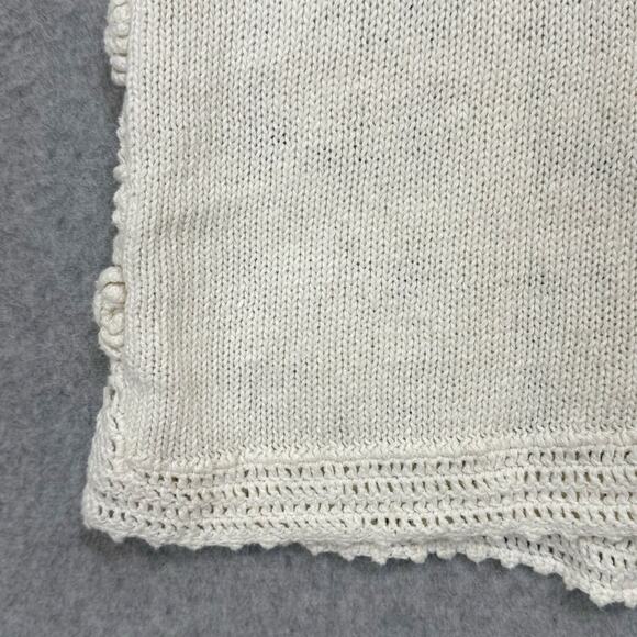 Vintage 90s Crochet Sweater Vest Sz L Cardigan Cottagecore Grannycore Rosette - Picture 10 of 16